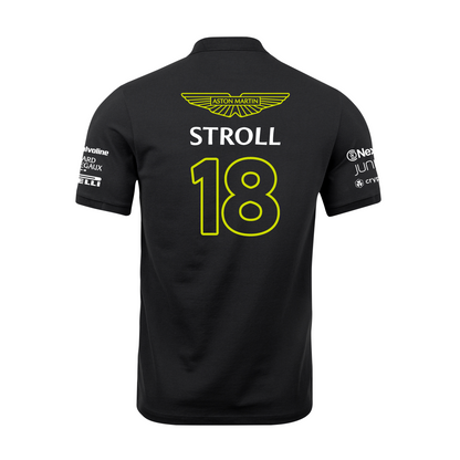 Camisa Polo Lance Stroll Aston Martin 2024 Preta