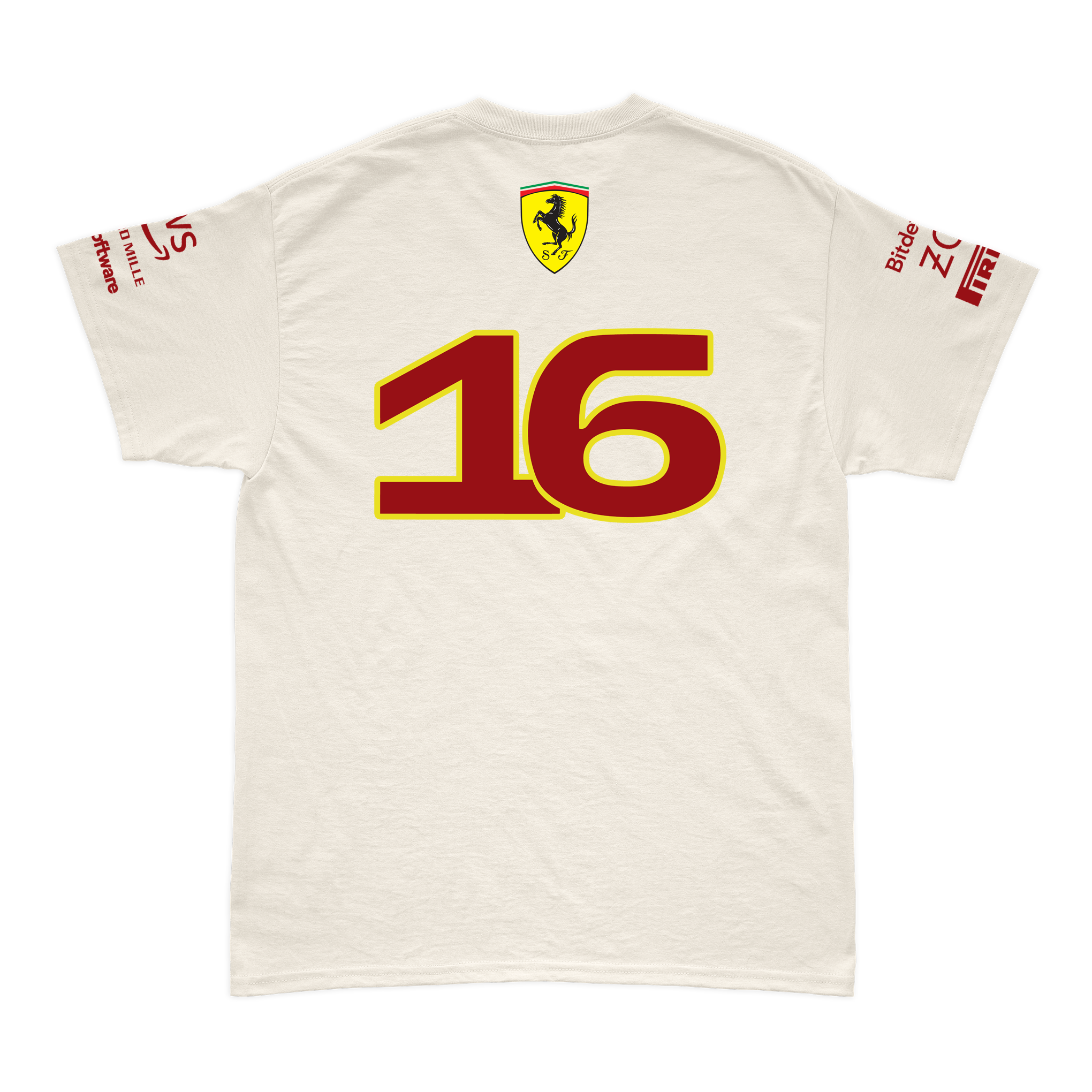 Camiseta Algodão Charles Leclerc Ferrari 2024 Off-White
