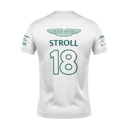 Camiseta DryFit Lance Stroll Aston Martin 2024 Branca