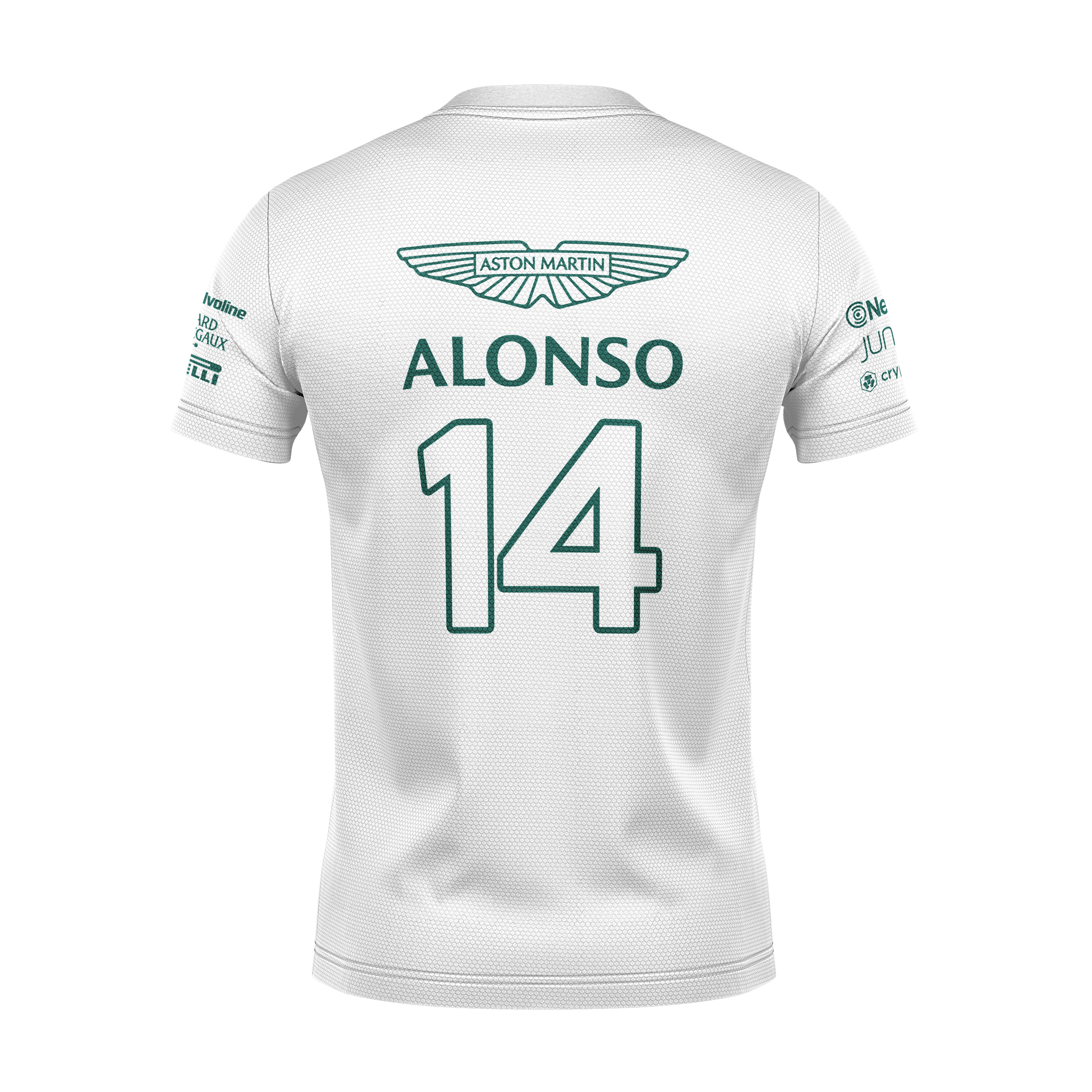 Camiseta DryFit Fernando Alonso Aston Martin 2024 Branca