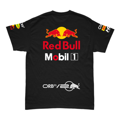 Camiseta Algodão Max Verstappen Red Bull Racing 2024 Preta