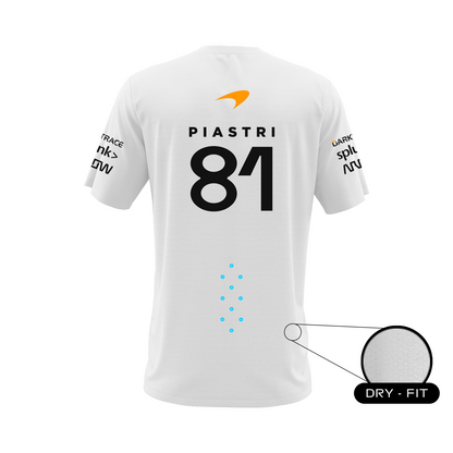 Camiseta DryFit Oscar Piastri Mclaren F1 2023 Branca
