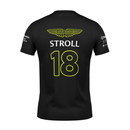 Camiseta DryFit Lance Stroll Aston Martin 2024 Preta