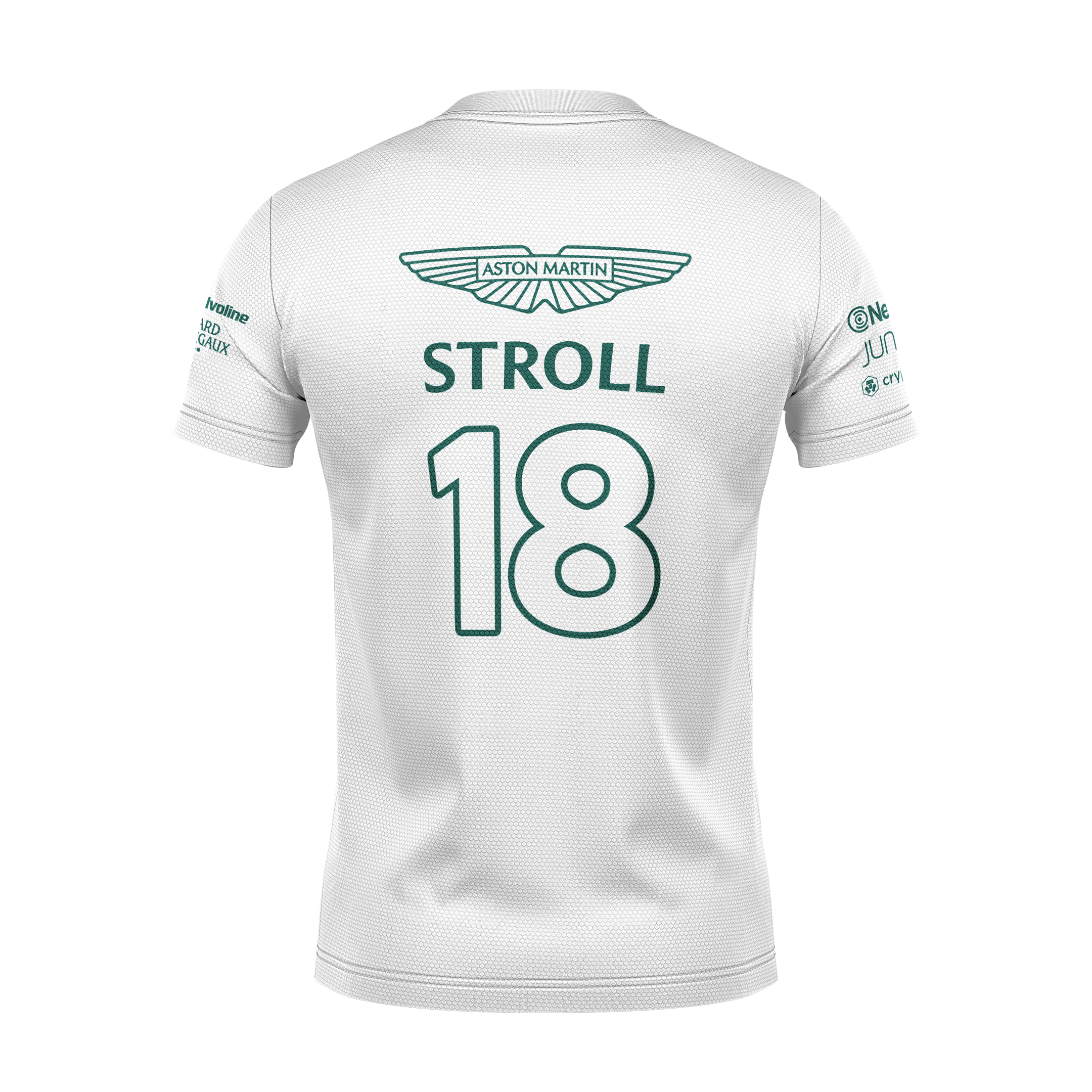 Camiseta DryFit Lance Stroll Aston Martin 2024 Branca