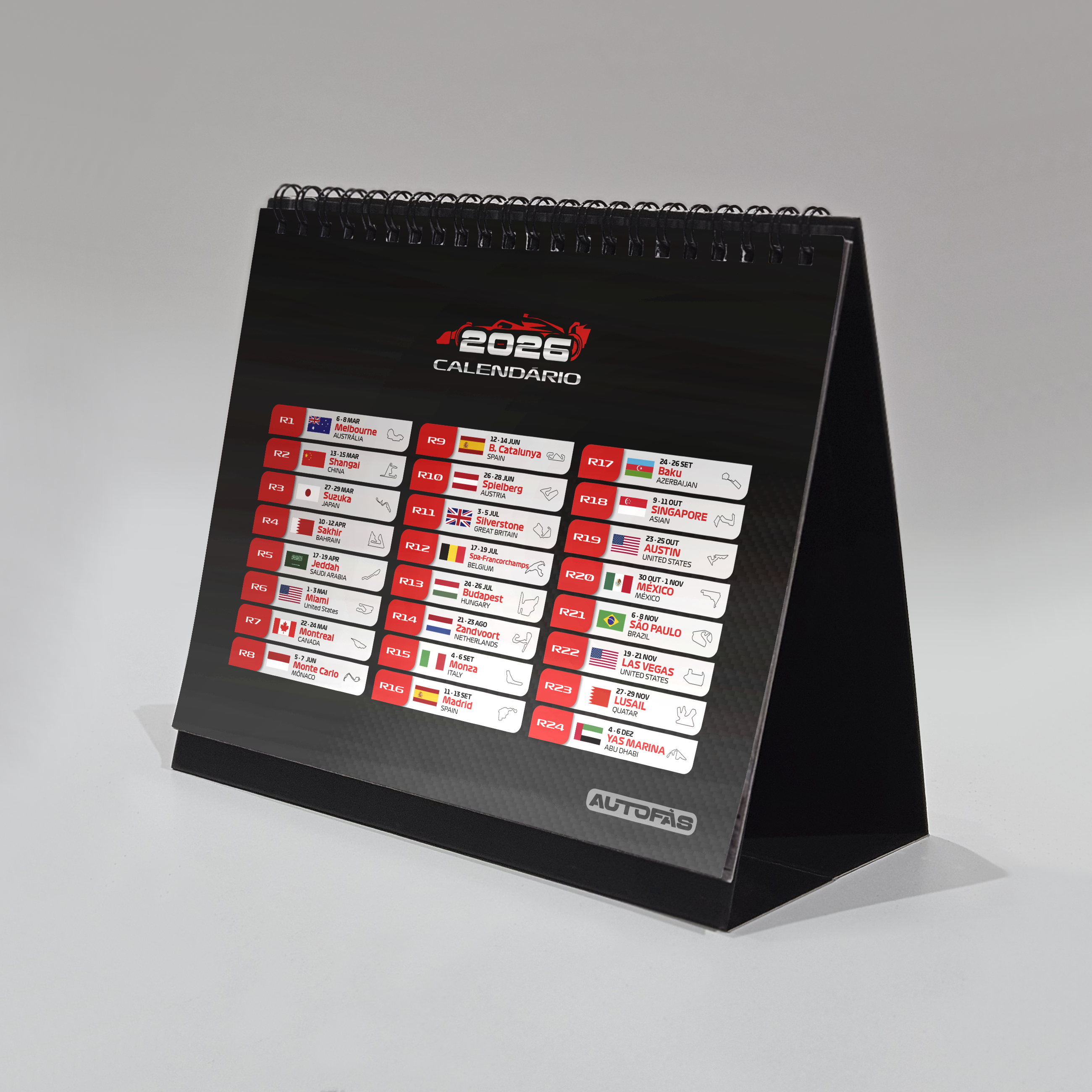 Calendário Personalizado Formula 1 2026