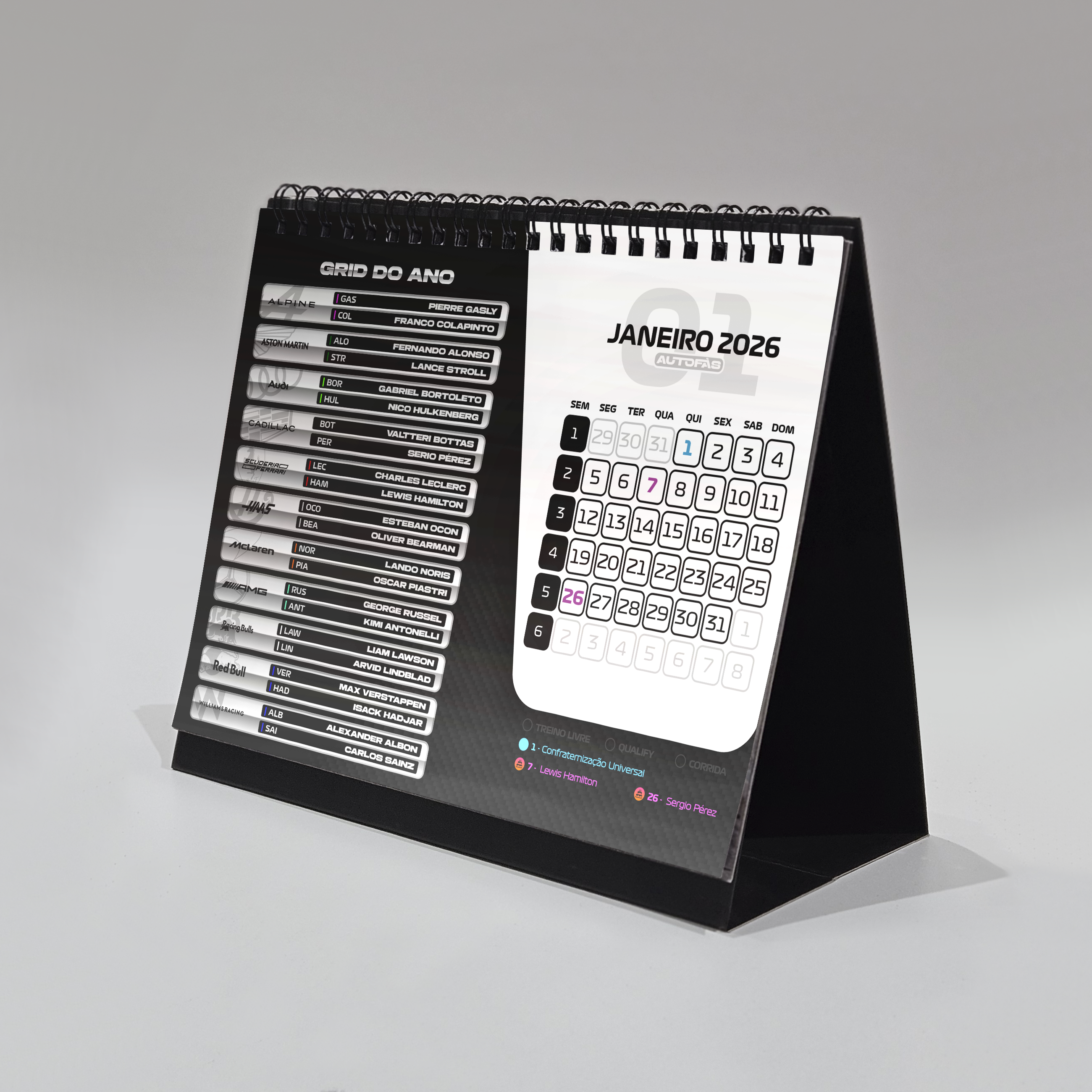 Calendário Personalizado Formula 1 2026