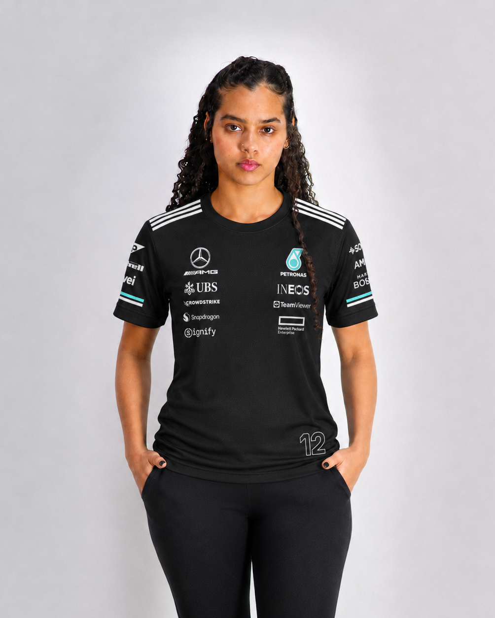 Camiseta Dryfit Mercedes Kimi Antonelli Preto 2025