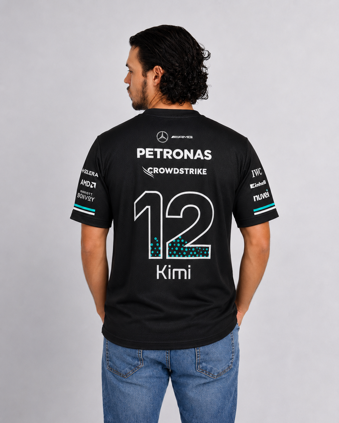 Camiseta Dryfit Mercedes Kimi Antonelli Preto 2025