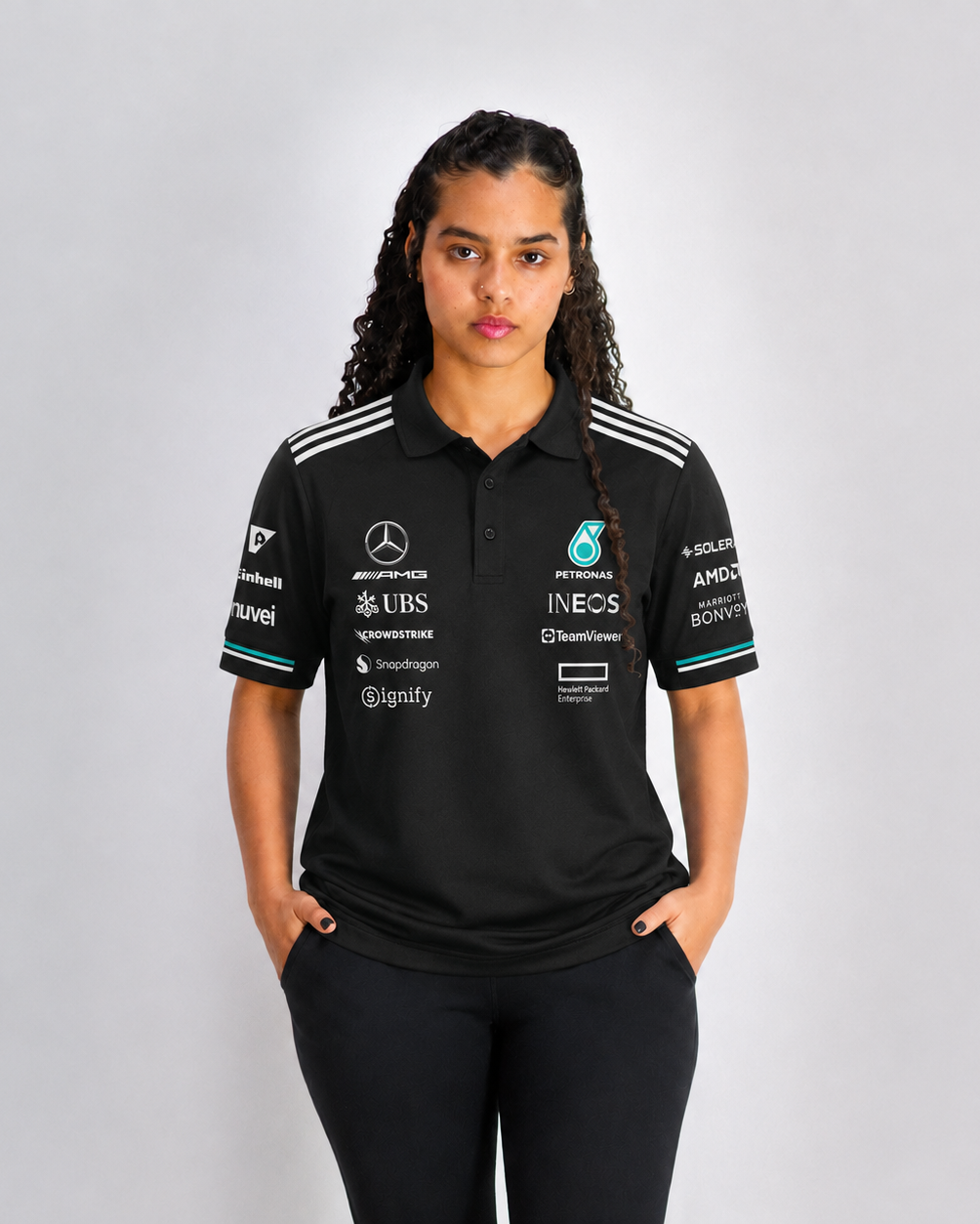 Camiseta Polo Mercedes Equipe Preto 2025