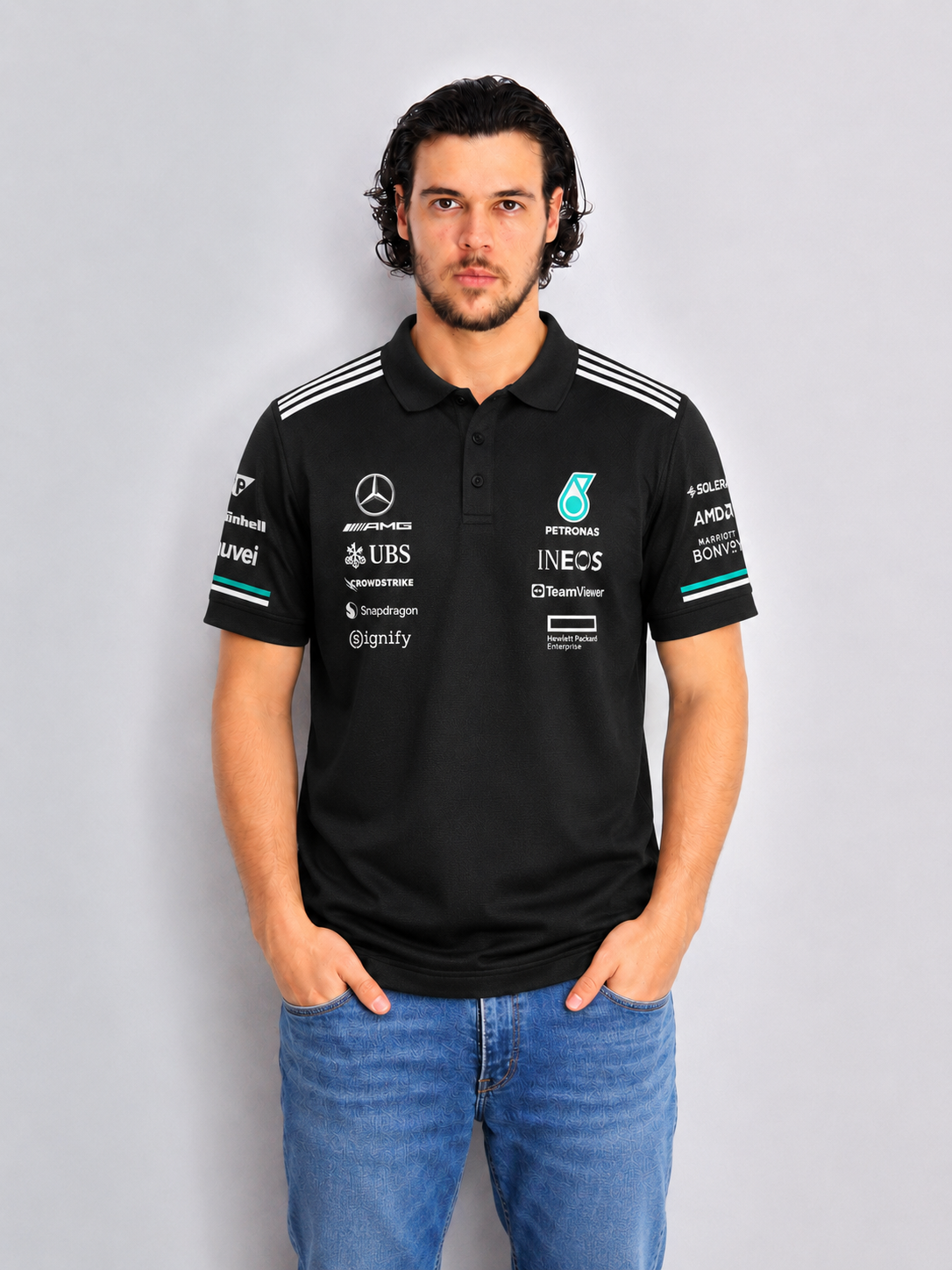 Camiseta Polo Mercedes Equipe Preto 2025