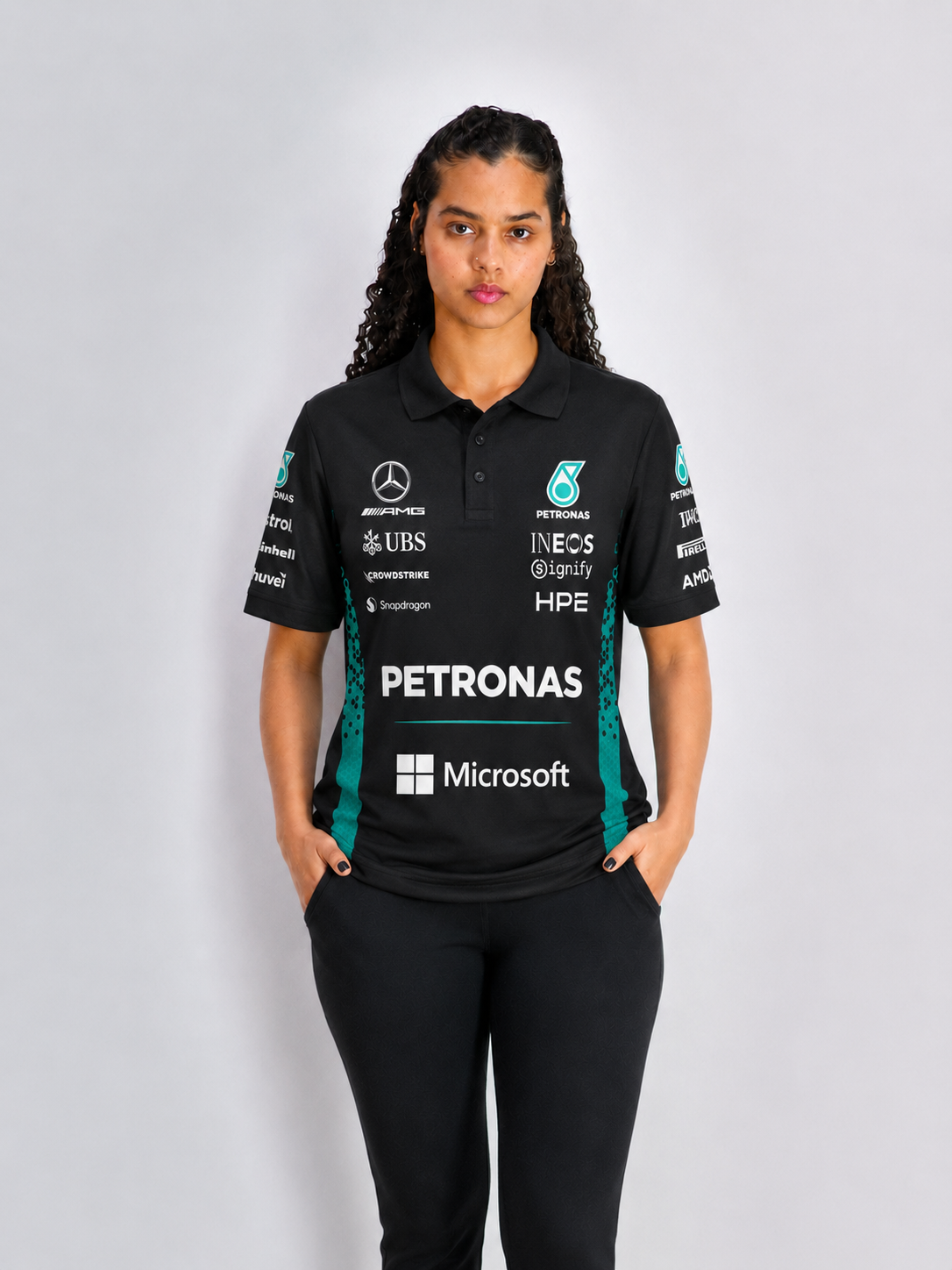 Camisa Polo Mercedes F1 2026 Preta