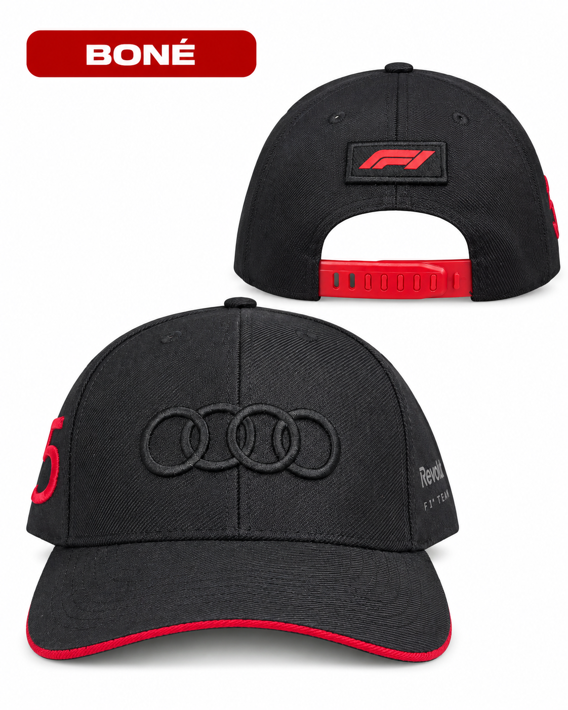Boné Audi Gabriel Bortoleto F1 2026 Preto