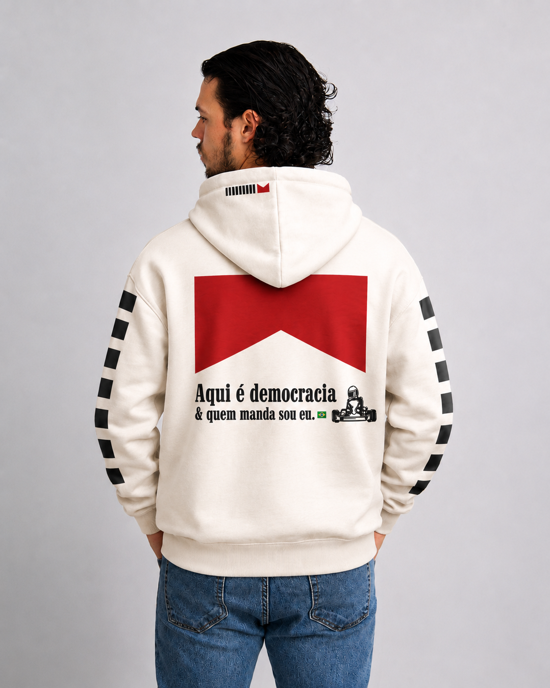 Moletom Canguru Democracia Retrô Off White