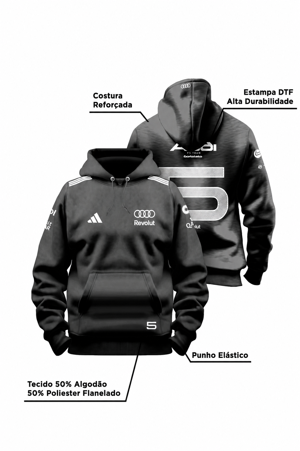 Moletom Canguru Gabriel Bortoleto Carpem Diem Audi 2026 Preto