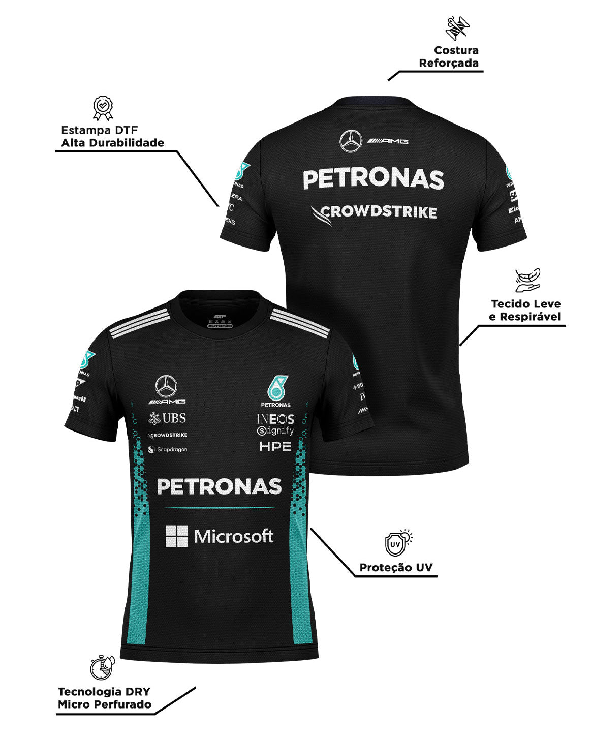 Camiseta Dryfit Mercedes F1 2026 Preta