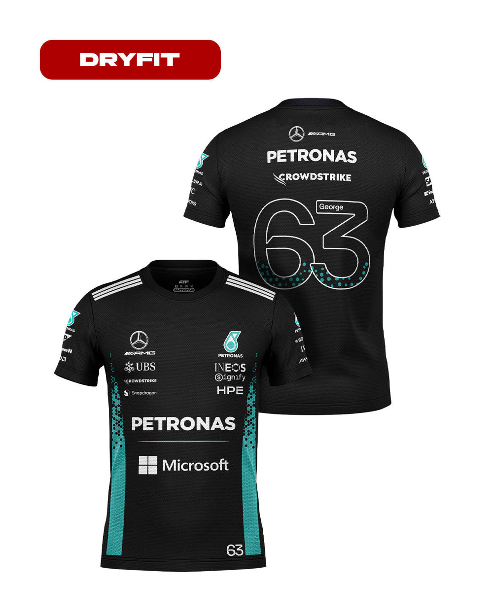 Camiseta Dryfit George Russell Mercedes F1 2026 Preta