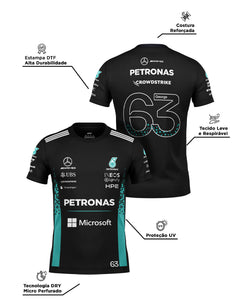 Camiseta Dryfit George Russell Mercedes F1 2026 Preta