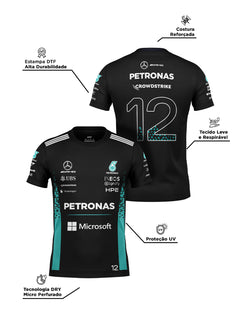 Camiseta Dryfit Kimi Antonelli Mercedes F1 2026 Preta