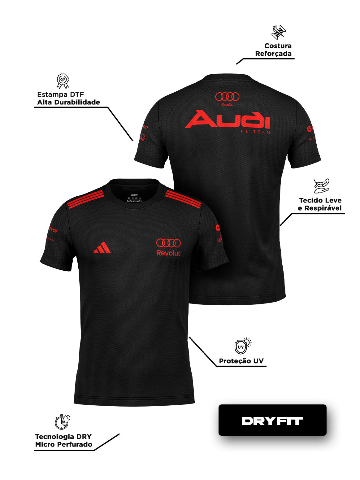 Camiseta Dryfit Equipe Audi Edição Red & Black