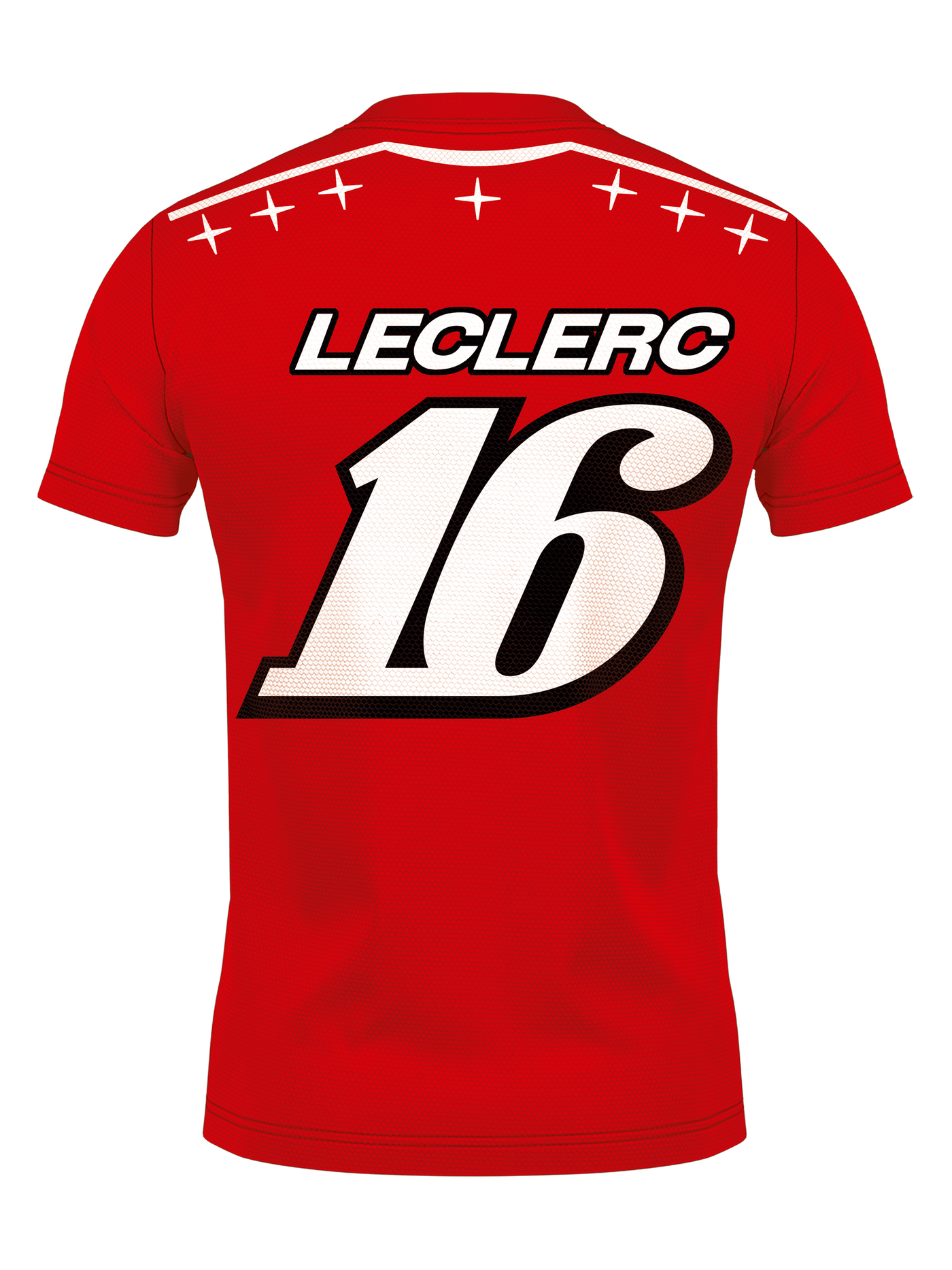 Costas da camiseta dryfit com LECLERC e o número 16
