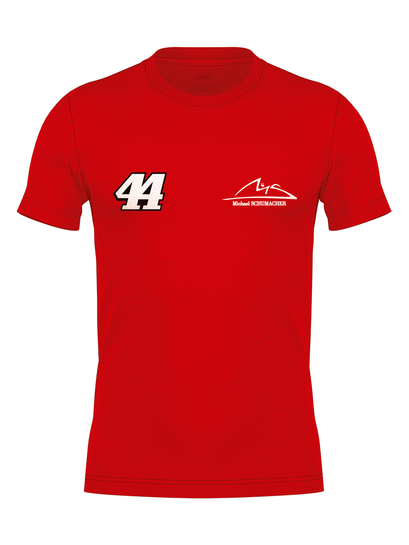 Frente da camiseta dryfit vermelha com o número 44 no peito