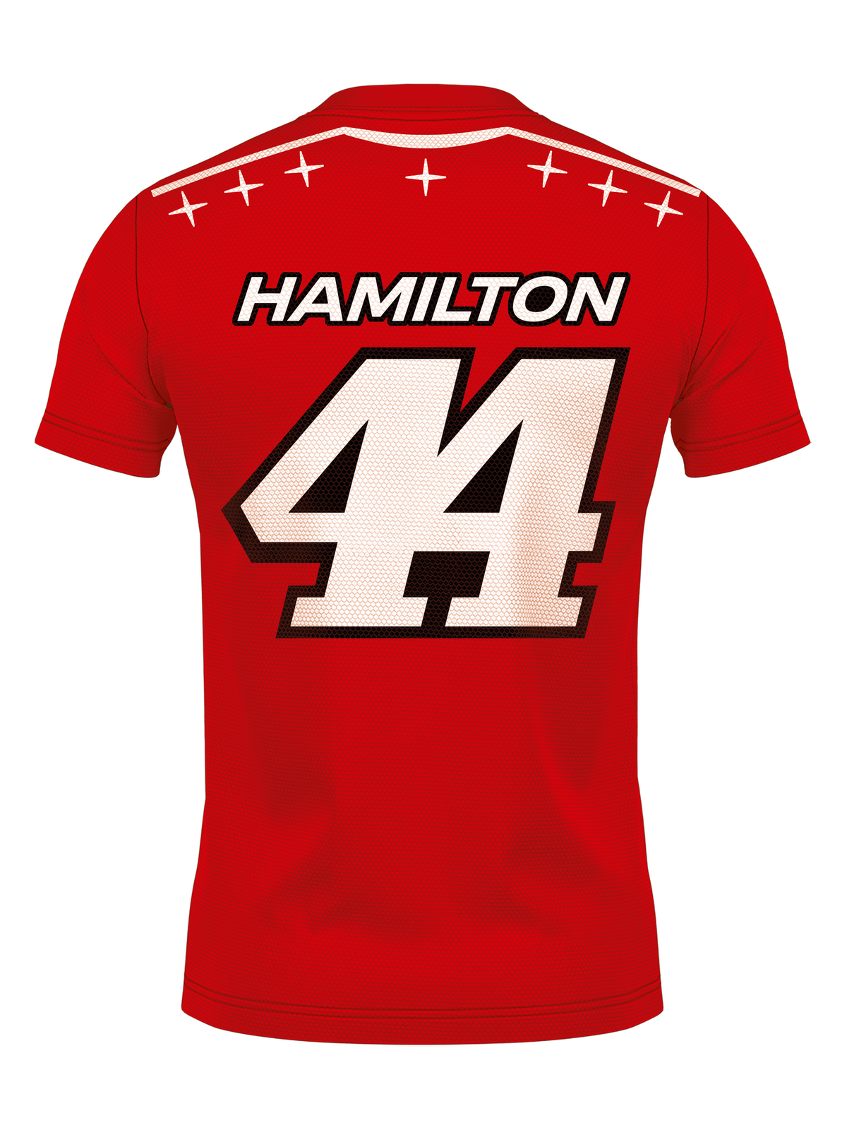 Costas da camiseta dryfit com HAMILTON e o número 44