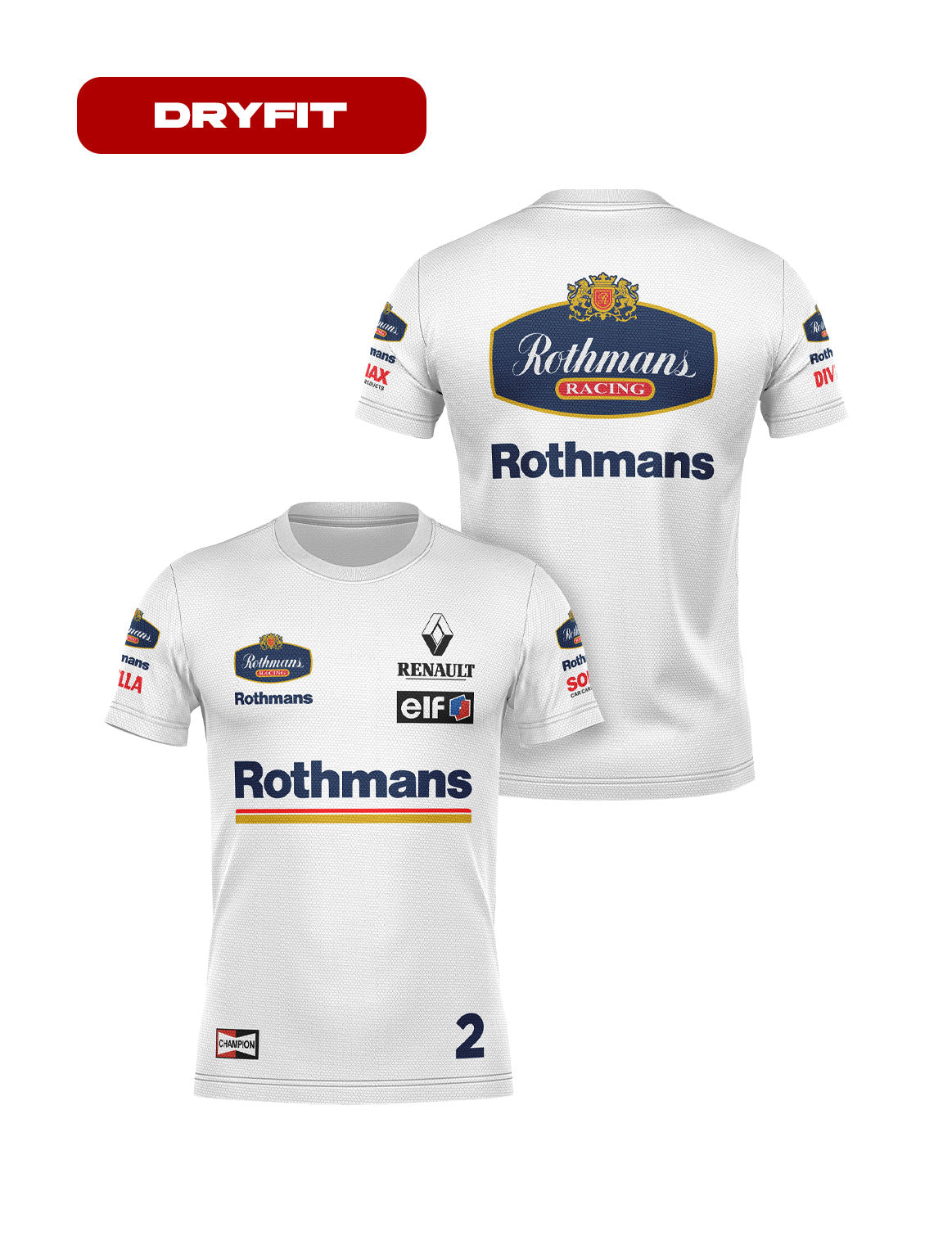 Camiseta DryFit Williams Retrô Rothmans Racing Branco