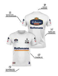 Camiseta DryFit Williams Retrô Rothmans Racing Branco