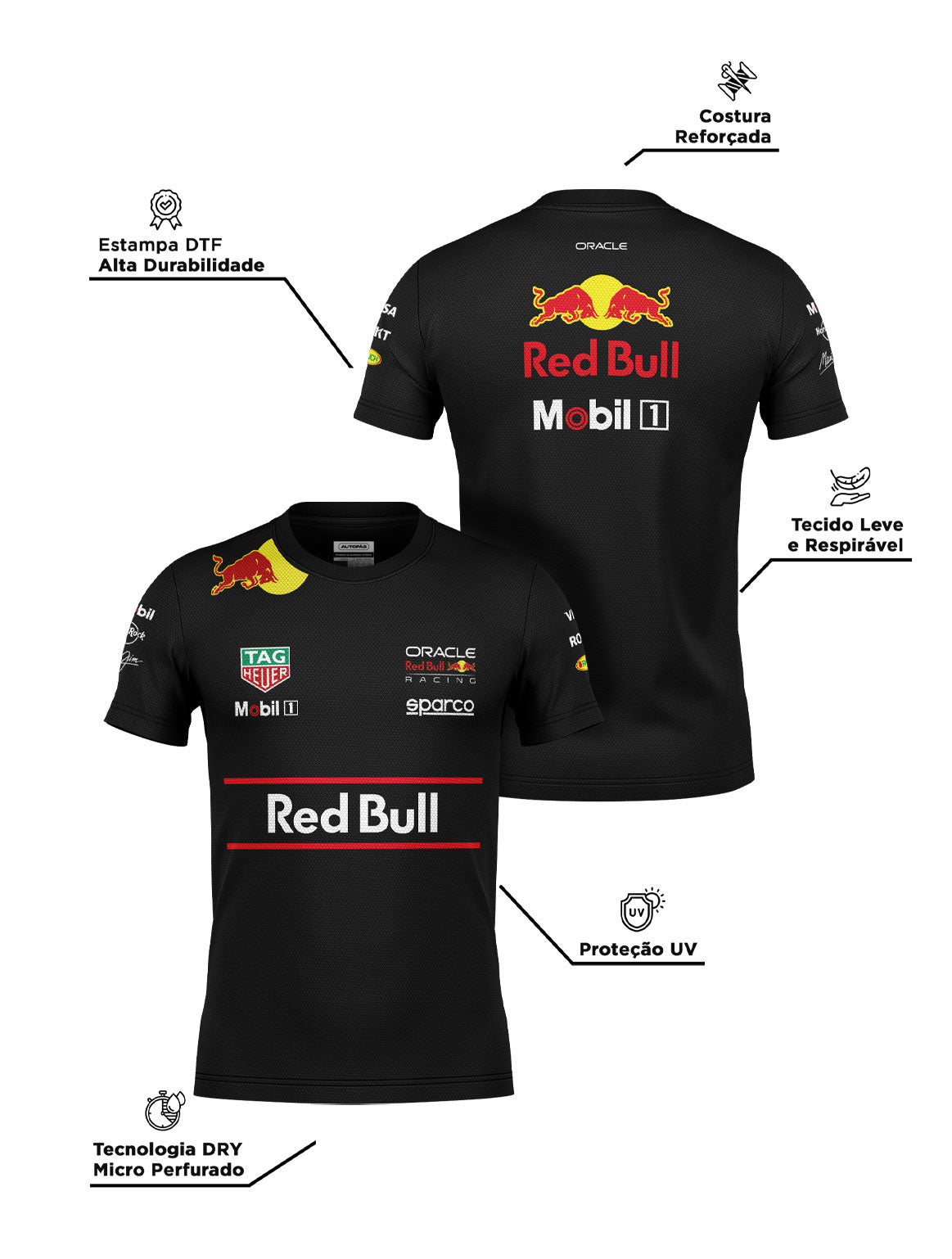 Camiseta Dryfit Red Bull Equipe Preto 2025