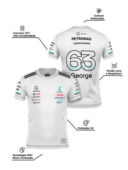 Camiseta Dryfit Mercedes George Russell Branco 2025