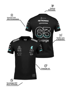 Camiseta Dryfit Mercedes George Russell Preto 2025