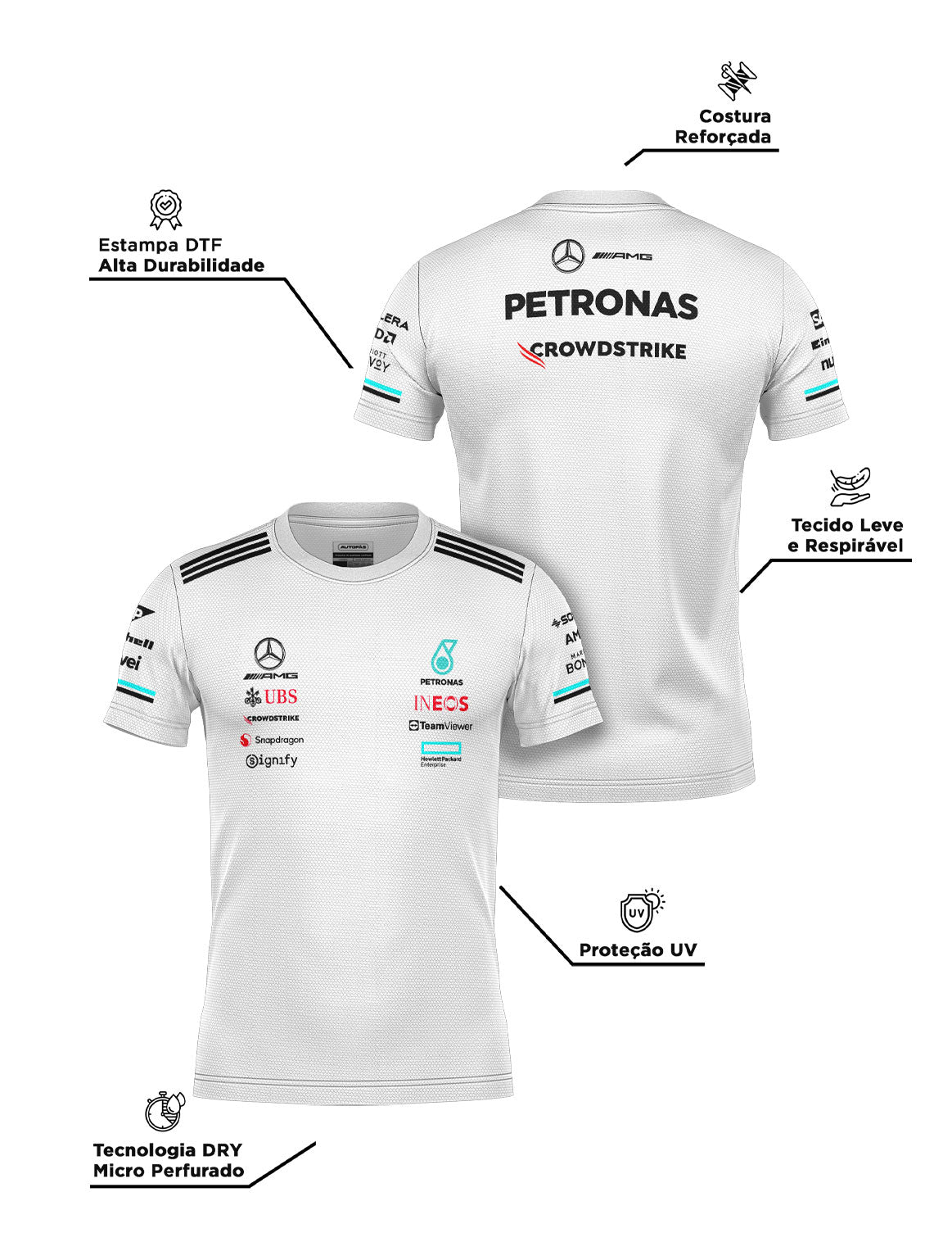 Camiseta Dryfit Mercedes Equipe Branco 2025
