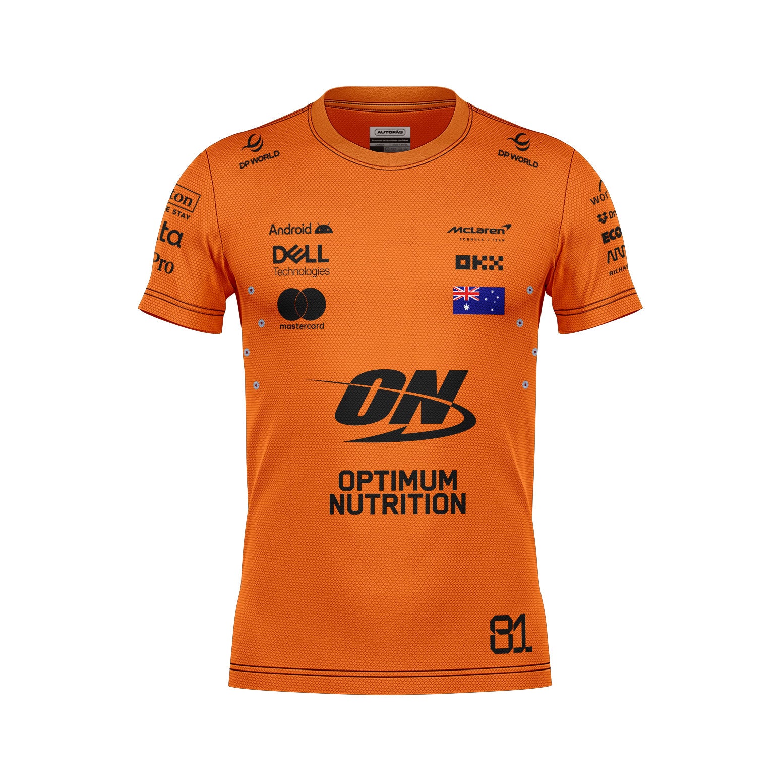 Camiseta Dryfit Mclaren Oscar Piastri Laranja 2025