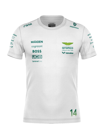 Camiseta Dryfit Aston Martin Fernando Alonso Branco 2025