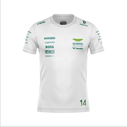 Camiseta Dryfit Aston Martin Fernando Alonso Branco 2025