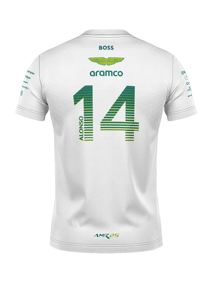 Camiseta Dryfit Aston Martin Fernando Alonso Branco 2025