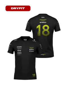 Camiseta Dryfit Aston Martin Lance Stroll Preto 2025