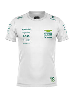 Camiseta Dryfit Aston Martin Lance Stroll Branco 2025