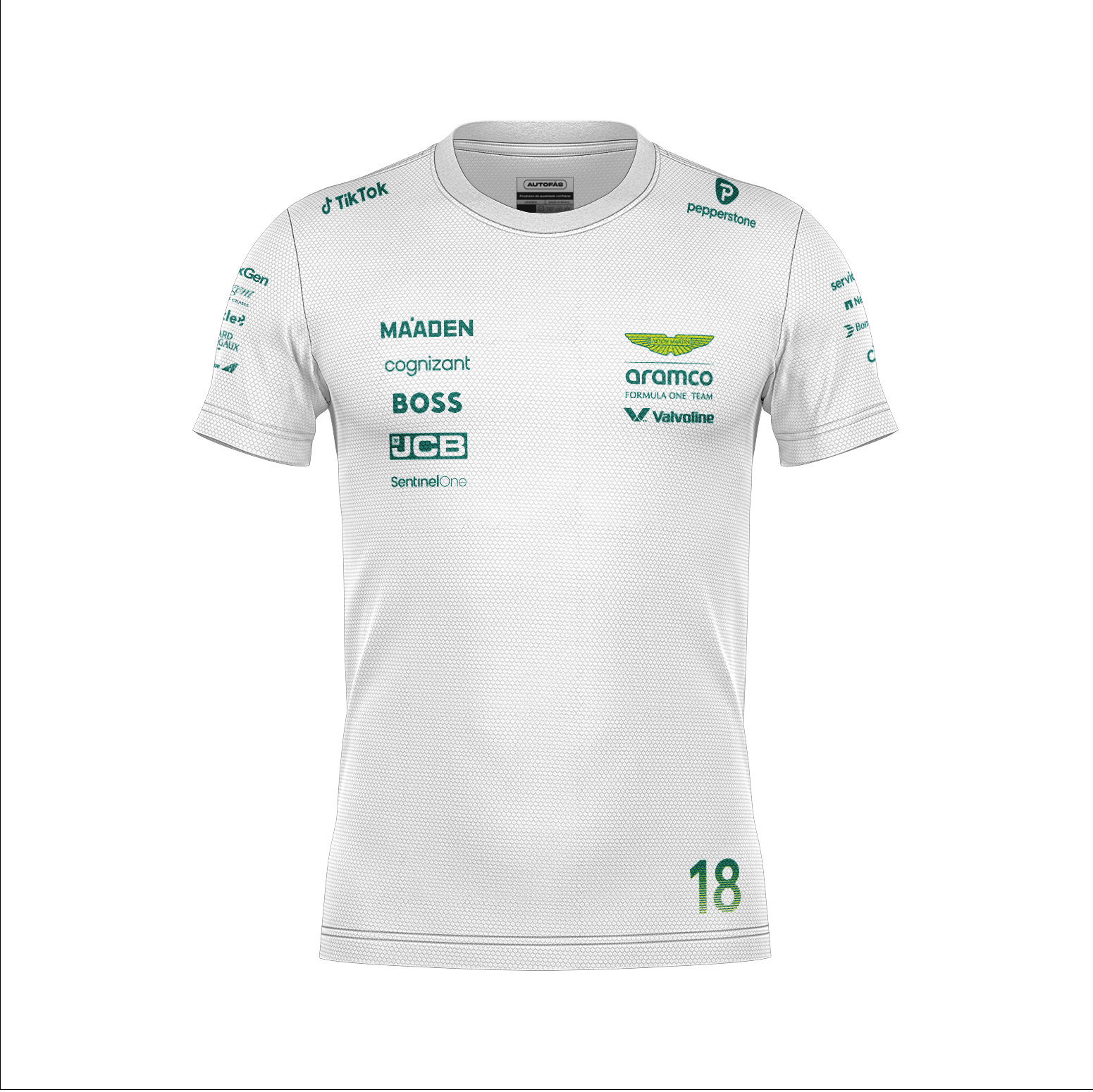 Camiseta Dryfit Aston Martin Lance Stroll Branco 2025