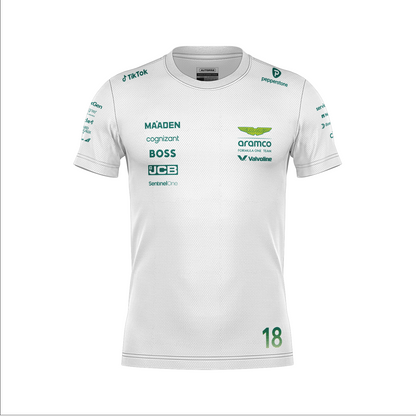 Camiseta Dryfit Aston Martin Lance Stroll Branco 2025