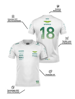 Camiseta Dryfit Aston Martin Lance Stroll Branco 2025