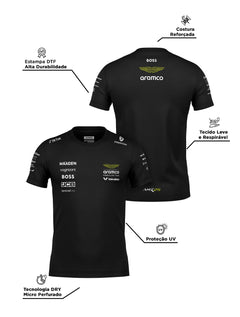 Camiseta Dryfit Aston Martin Equipe Preto 2025