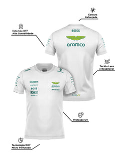 Camiseta Dryfit Aston Martin Equipe Branco 2025