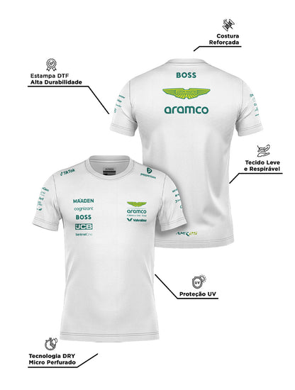 Camiseta Dryfit Aston Martin Equipe Branco 2025