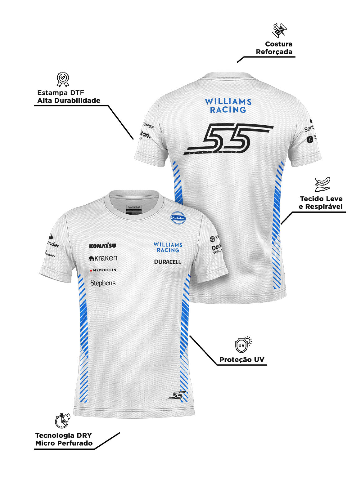 Camiseta Dryfit Williams Alex Albon Branco 2025
