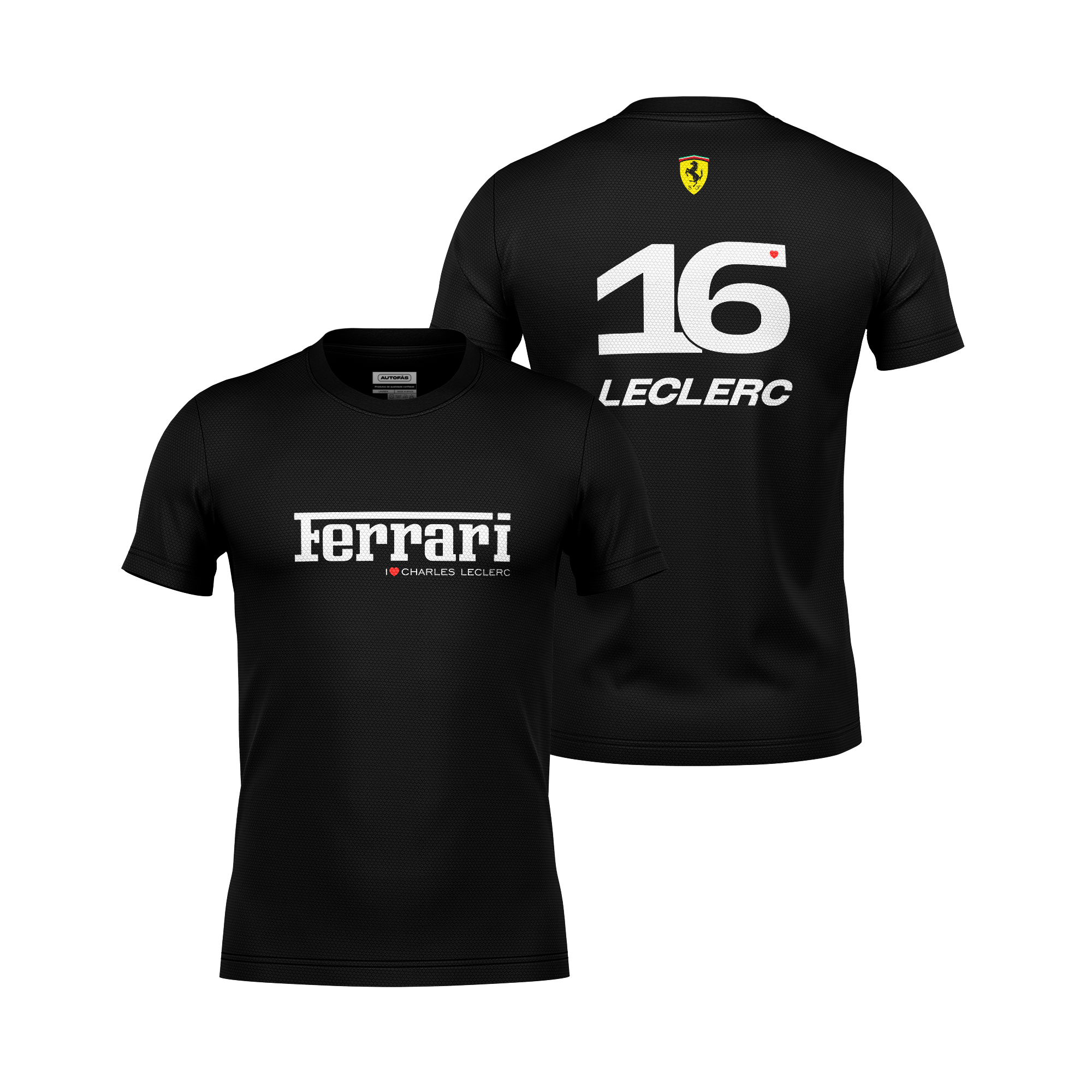 Camiseta Dryfit Ferrari Charles Leclerc Minimal Preto 2025