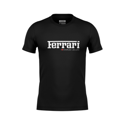 Camiseta Dryfit Ferrari Charles Leclerc Minimal Preto 2025