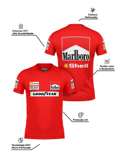 Camiseta Dryfit McLaren Marlboro Vermelho Retrô