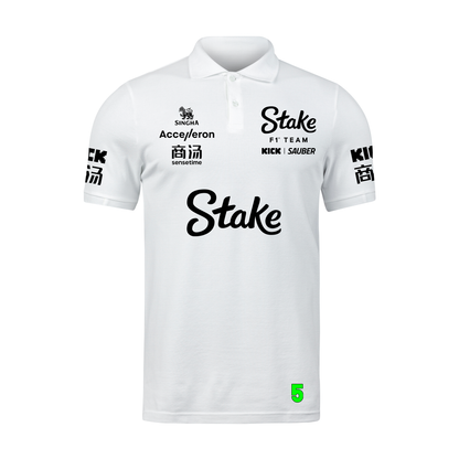 Camisa Polo Gabriel Bortoleto Stake Sauber 2024 Branca