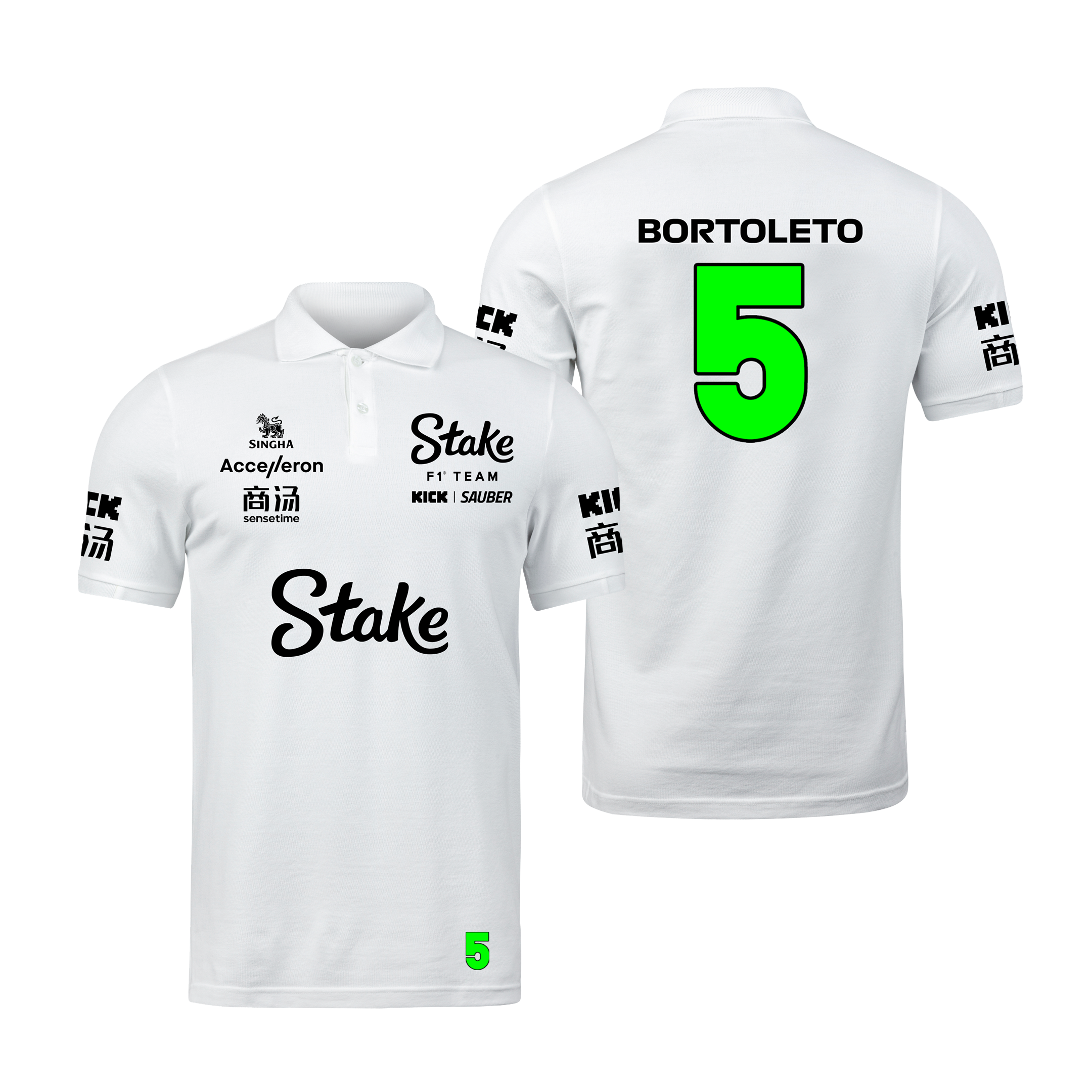 Camisa Polo Gabriel Bortoleto Stake Sauber 2024 Branca